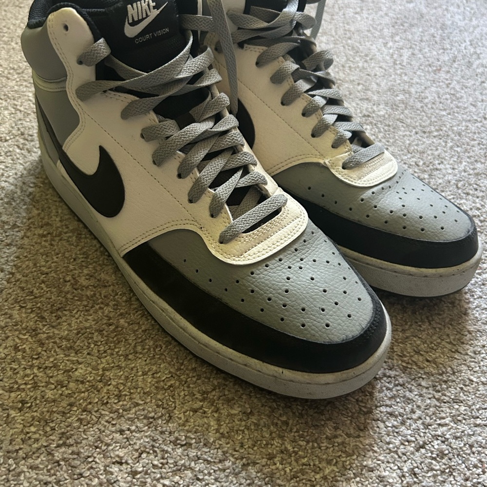 Nike Men's Court Vision Mid Sneakers - Black, White, and Gray